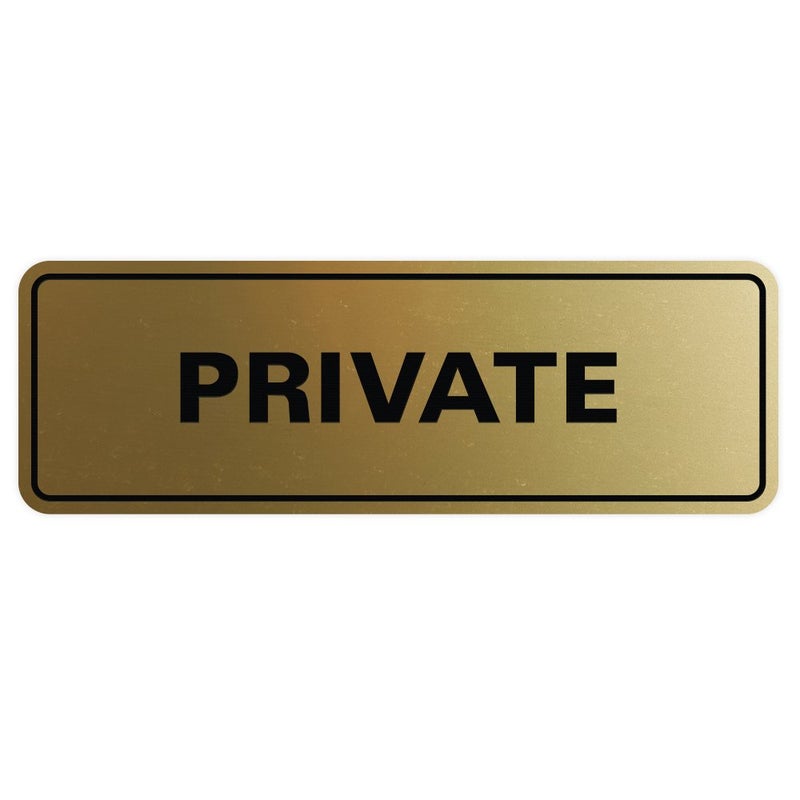 All Quality Standard Private Door/Wall Sign - Brushed Gold - Large - Image 1